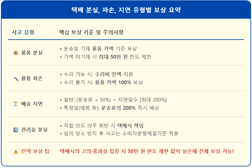택배 분실,파손,지연 유형별 보상 기준 1