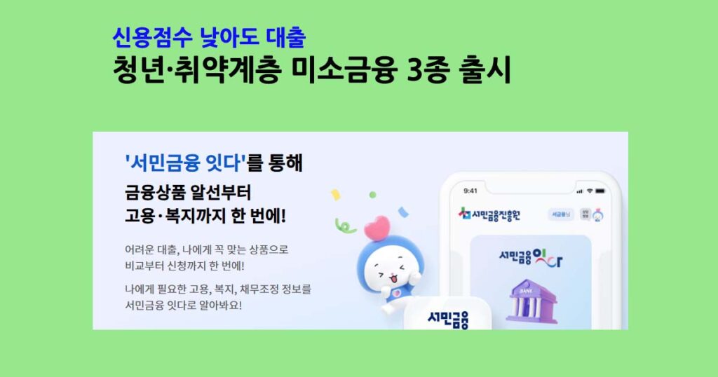 청년취약계층미소금융3종