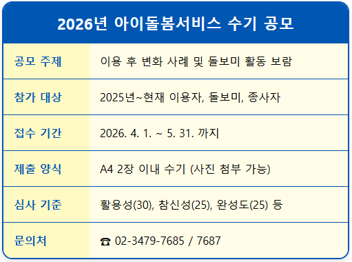 아이돌봄 수기 공모 작성법과 심사기준 활용 2 아이돌봄 수기 공모 작성법과 심사기준 활용 1