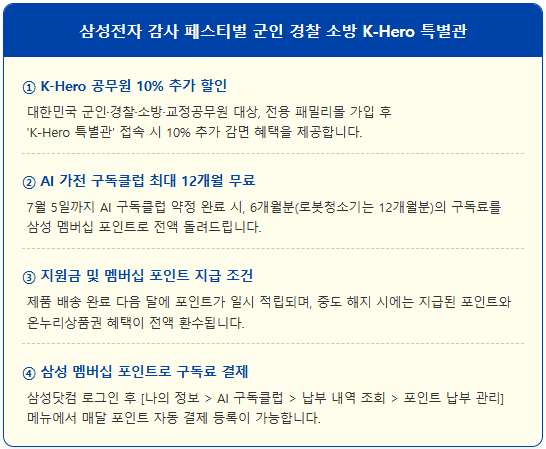 삼성 감사 페스티벌 군인 경찰 소방 K-Hero 30% 혜택 1