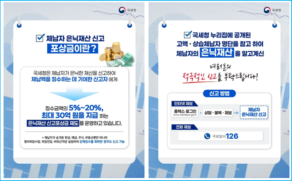 국세청 체납자 신고 포상금 최대 30억 2