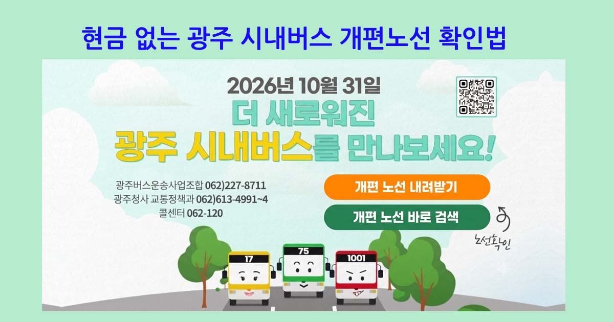 현금 없는 광주 시내버스 개편노선 확인법